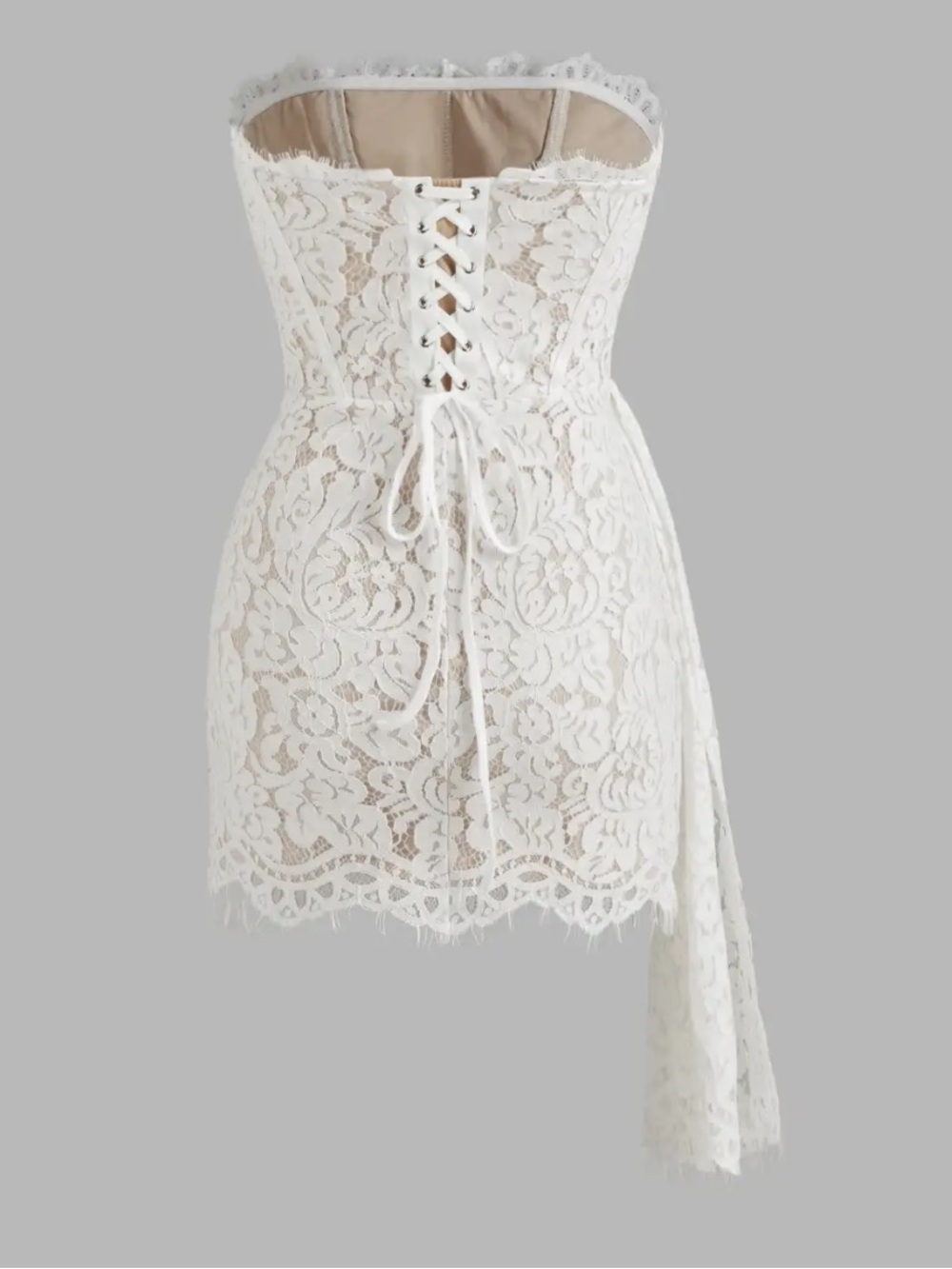 Cider Strapless Lace Mini Dress in Ivory - Picture 6 of 16
